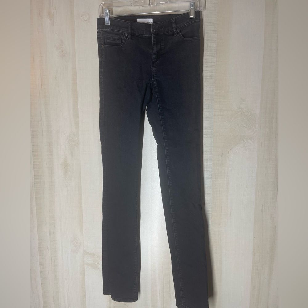 Loft black modern straight denim jeans, size 00, size 24